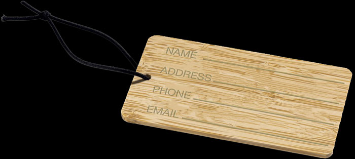 Porta cartellini per valigia in bambù