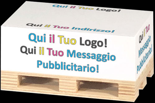Blocchetti in carta personalizzati su mini pallet
