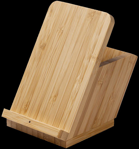 Caricabatterie wireless in bambù con porta penne