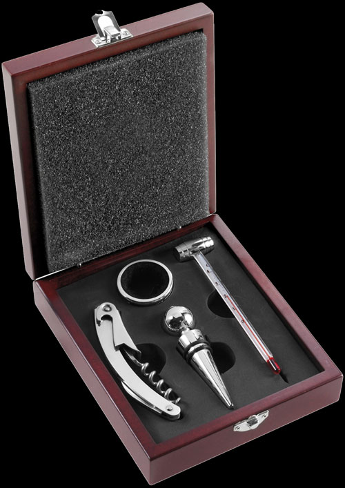 Set vino 4 accessori con cavatappi