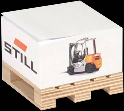 Blocchetto foglietti riposizionabili su mini pallet