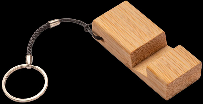 Portachiavi in legno con supporto per cellulare