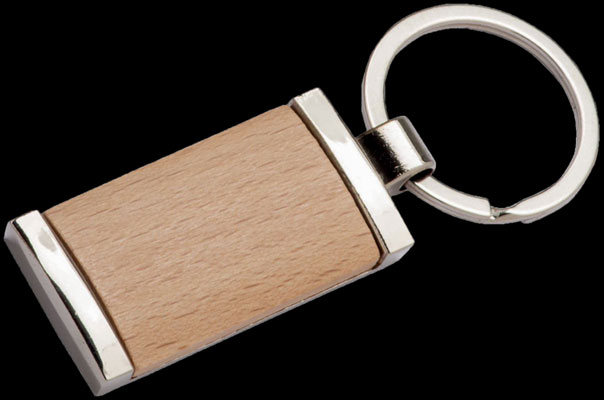 Portachiavi rettangolare in legno e metallo