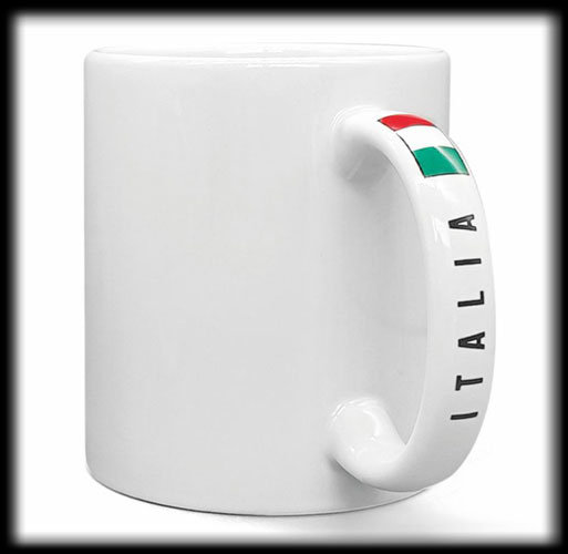 Tazza ceramica con bandiera Italia sul manico